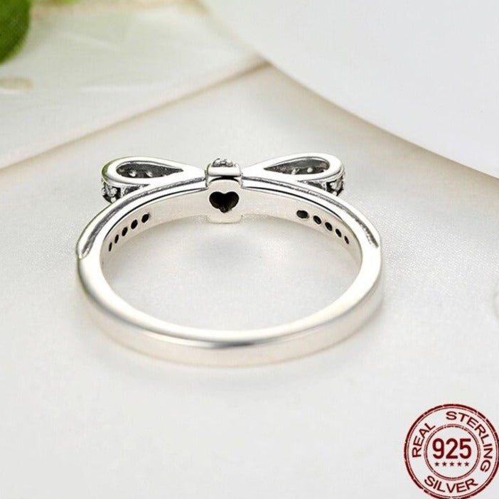 Silver Crystal Bow Knot Wedding Ring - The Jewellery House