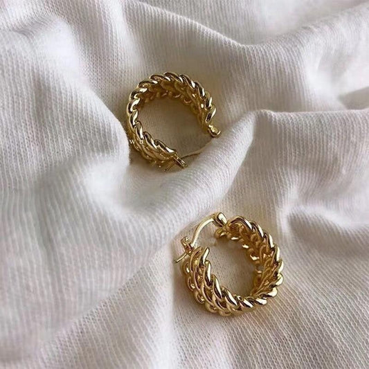 Metal Gold Twist Hoop Earrings - the jewellery house