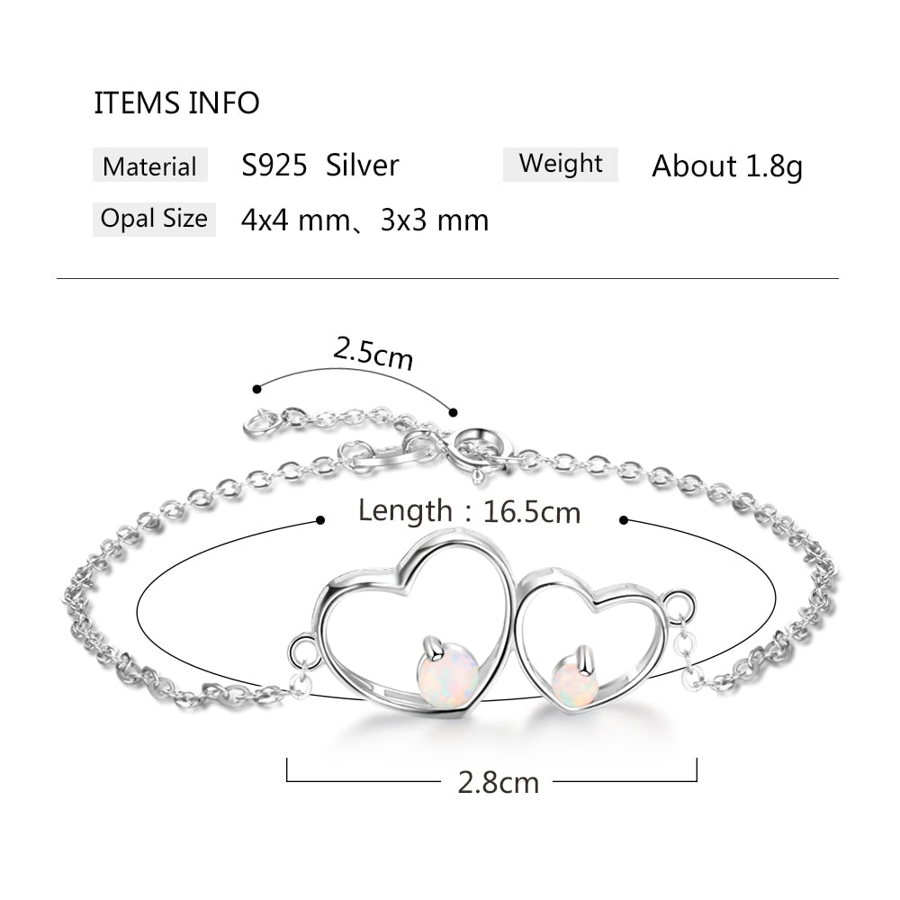 925 Sterling Silver Double Heart Bracelet - the jewellery house