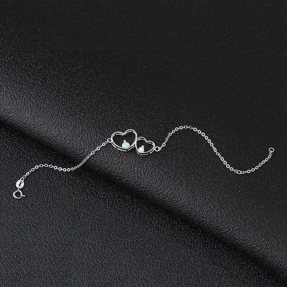 925 Sterling Silver Double Heart Bracelet - the jewellery house