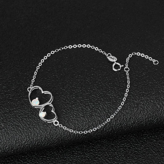 925 Sterling Silver Double Heart Bracelet - the jewellery house