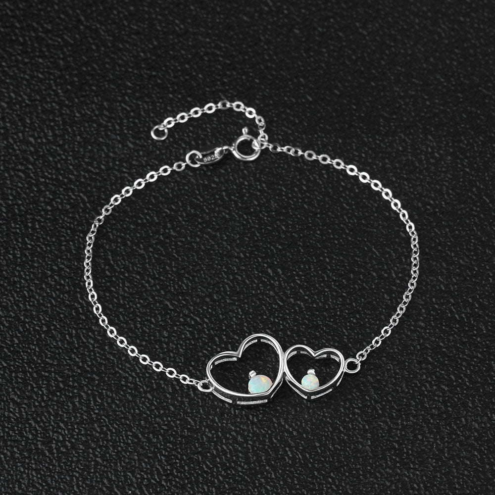 925 Sterling Silver Double Heart Bracelet - the jewellery house