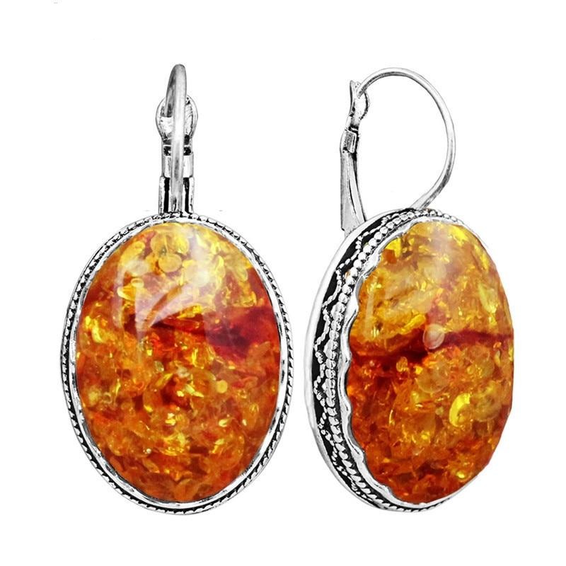 Big Simulated Ambers Oval Earrings - the jewellery house