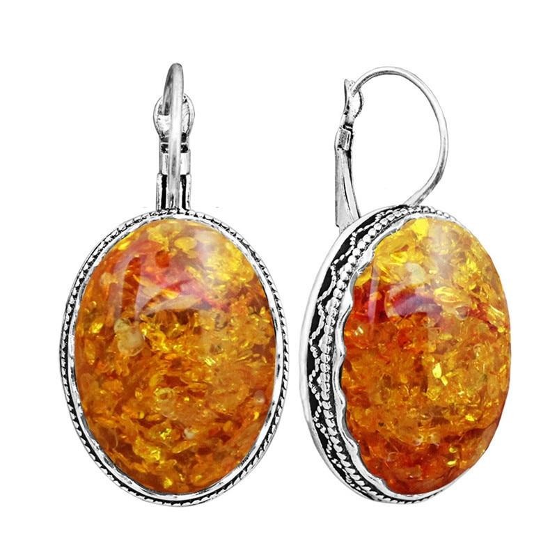 Big Simulated Ambers Oval Earrings - the jewellery house