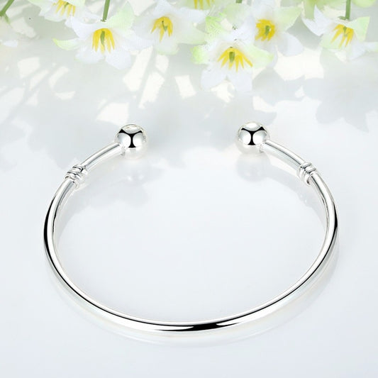 Silver color European Charm Bangle Bracelet  -The Jewellery House