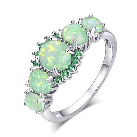 Lavish Big Green Fire Stone Opal Ring Design - The Jewellery House