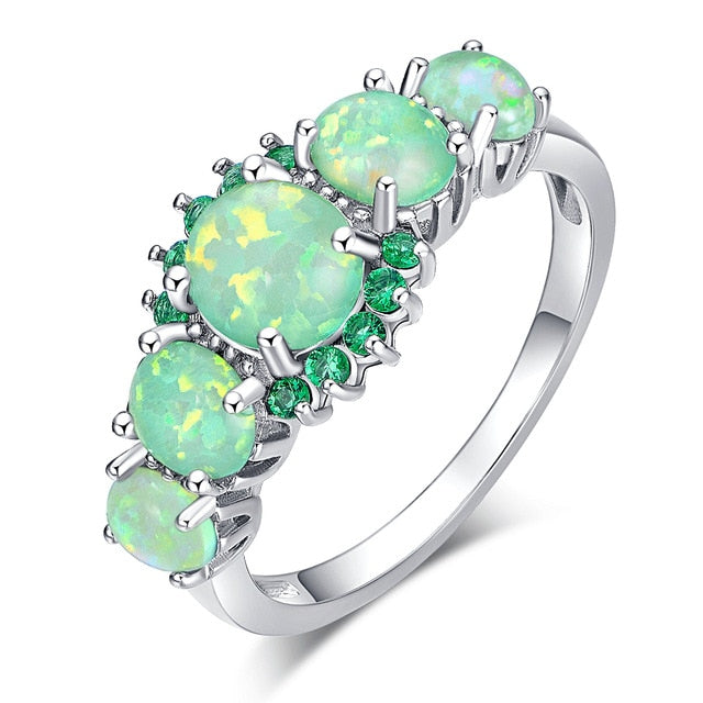 Lavish Big Green Fire Stone Opal Ring Design - The Jewellery House