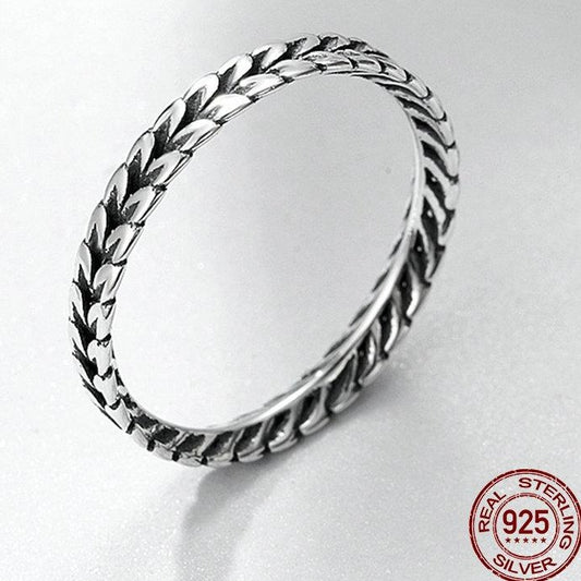 Wheat Shape Arrow Stackable Ring Sterling Silver - The Jewellery House