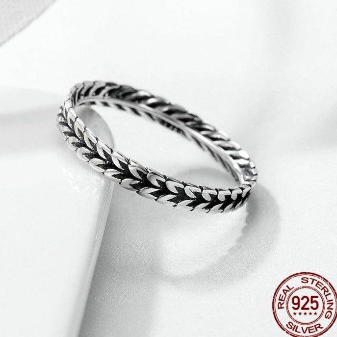 Wheat Shape Arrow  Stackable Ring Sterling Silver - The Jewellery House