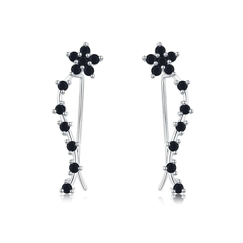 Black Spinel Black Flower Drop Earrings -  The Jewellery House