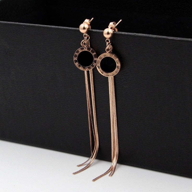 Roman hanging black steel earrings - the jewellery house