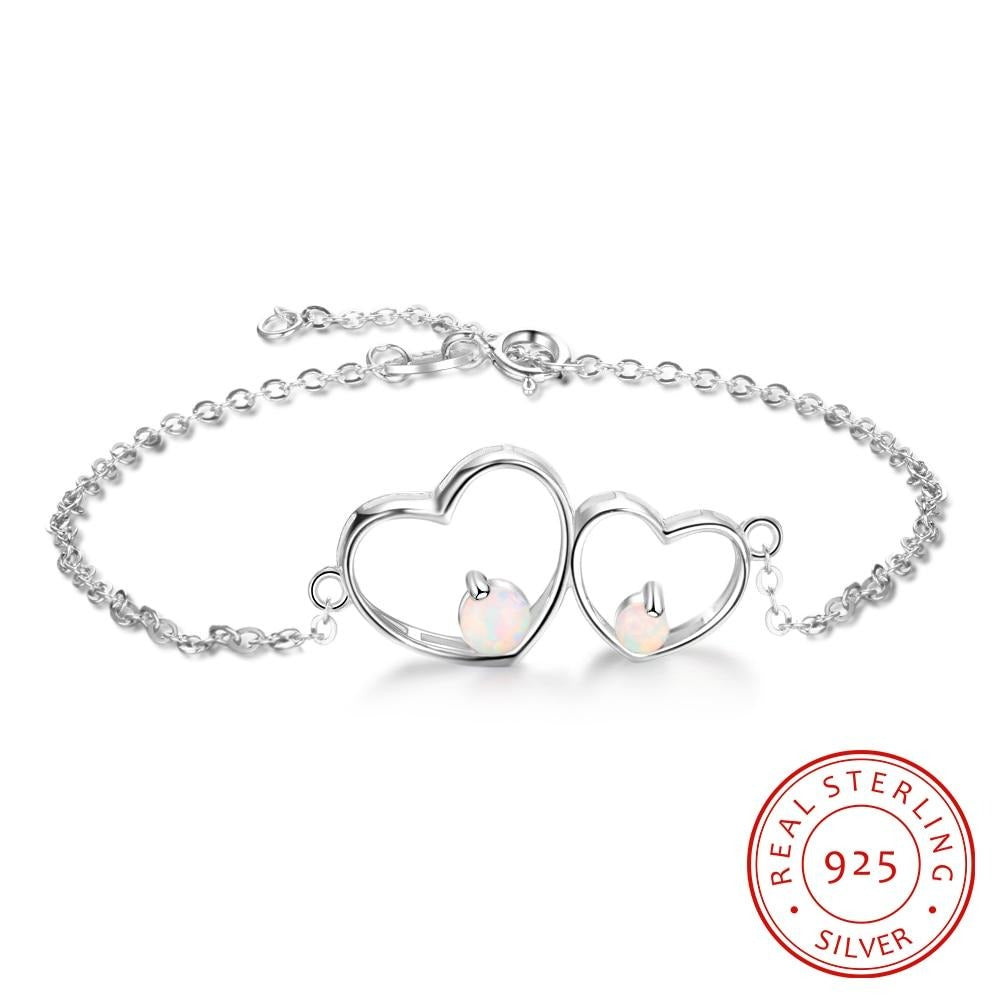 925 Sterling Silver Double Heart Bracelet - the jewellery house