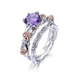 2Pcs Crystal Purple Stainless Steel Silver Ring - the jewellery house