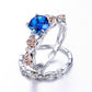 2Pcs Crystal Purple Stainless Steel Silver Ring - the jewellery house