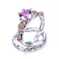 2Pcs Crystal Purple Stainless Steel Silver Ring - the jewellery house