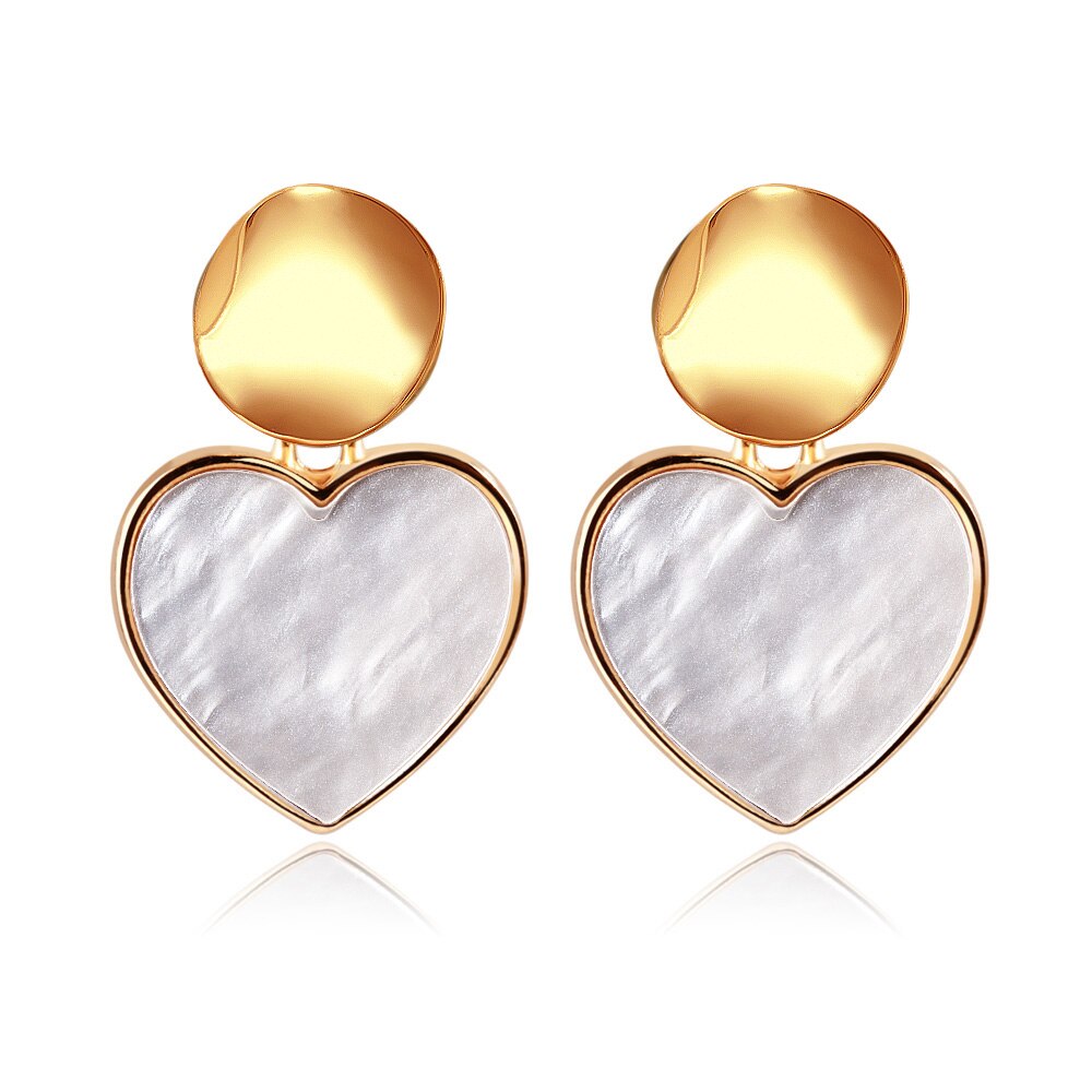 Shell Fluff Dangle Drop Korean Gold Earrings - The Jewellery House