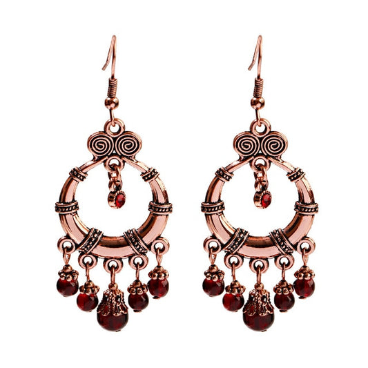Bohemian Beaded Orange Earrings Tassel - The Jewellery House