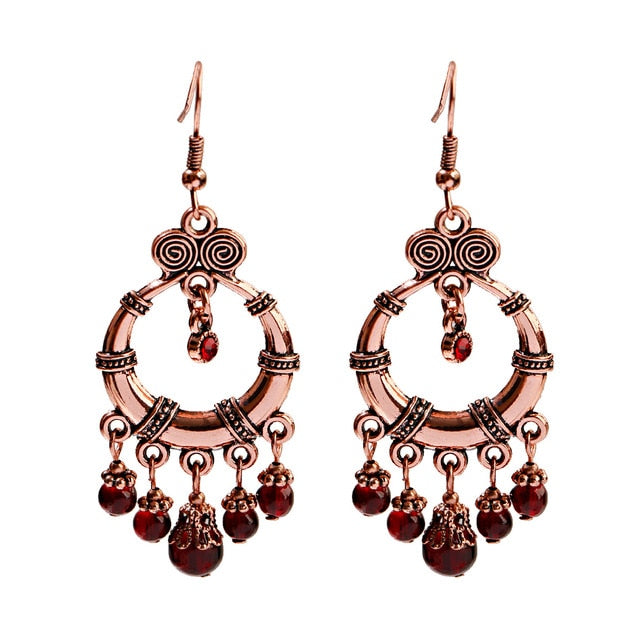 Bohemian Beaded Orange Earrings Tassel  - The Jewellery House