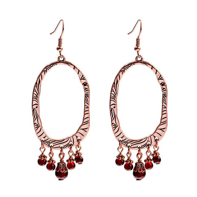 Bohemian Beaded Orange Earrings Tassel  - The Jewellery House