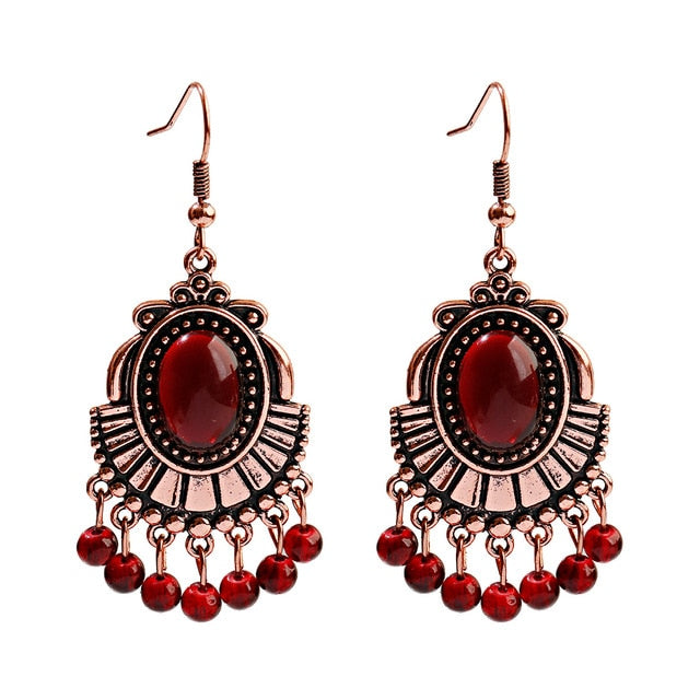 Bohemian Beaded Orange Earrings Tassel  - The Jewellery House