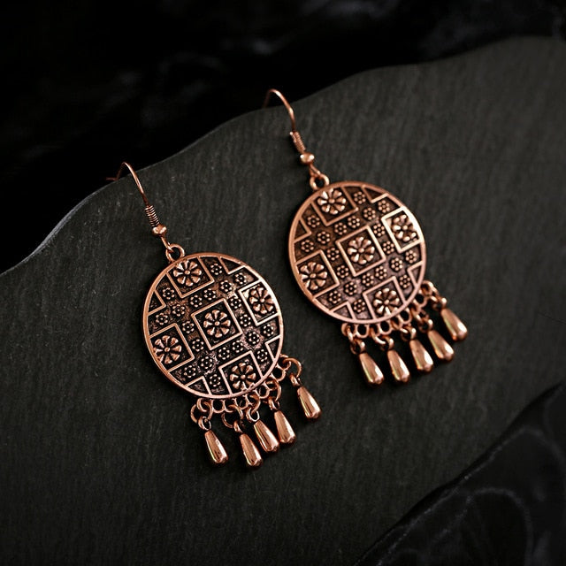 Bohemian Beaded Orange Earrings Tassel  - The Jewellery House