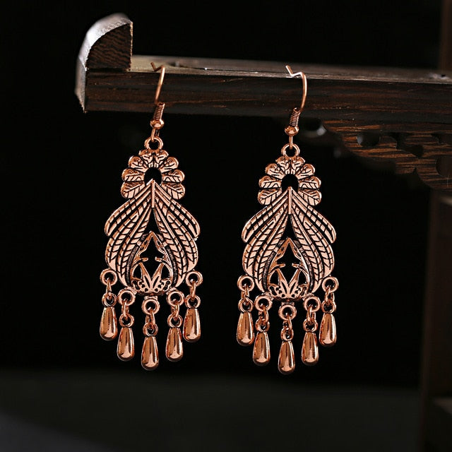 Bohemian Beaded Orange Earrings Tassel  - The Jewellery House