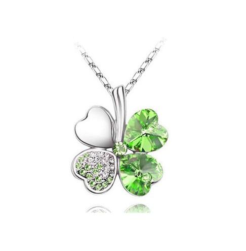 Austrian Crystal  four Leaf Leaves Clover pendant necklaces - the jewellery house