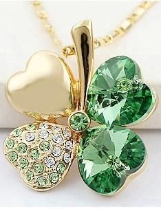 Austrian Crystal  four Leaf Leaves Clover pendant necklaces - the jewellery house