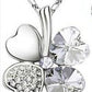 Austrian Crystal  four Leaf Leaves Clover pendant necklaces - the jewellery house