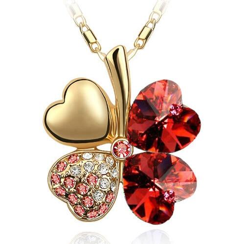 Austrian Crystal  four Leaf Leaves Clover pendant necklaces - the jewellery house