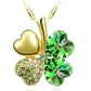 Austrian Crystal  four Leaf Leaves Clover pendant necklaces - the jewellery house