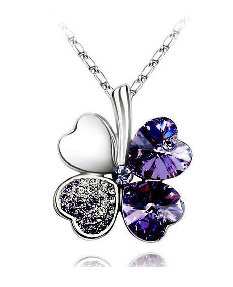 Austrian Crystal  four Leaf Leaves Clover pendant necklaces - the jewellery house