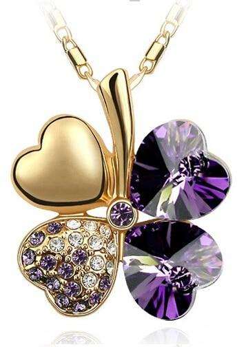 Austrian Crystal  four Leaf Leaves Clover pendant necklaces - the jewellery house