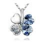 Austrian Crystal  four Leaf Leaves Clover pendant necklaces - the jewellery house