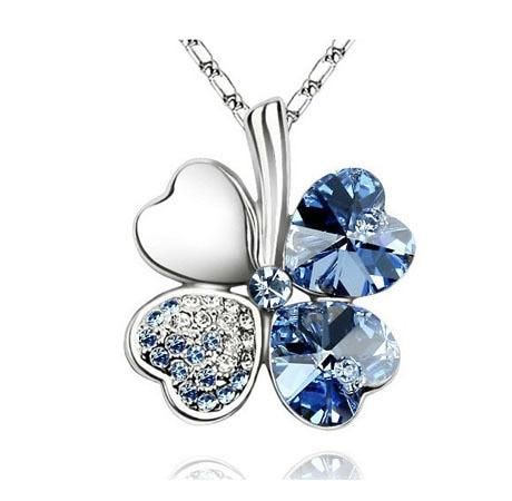 Austrian Crystal  four Leaf Leaves Clover pendant necklaces - the jewellery house