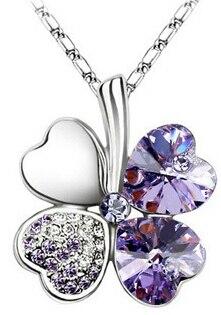 Austrian Crystal  four Leaf Leaves Clover pendant necklaces - the jewellery house