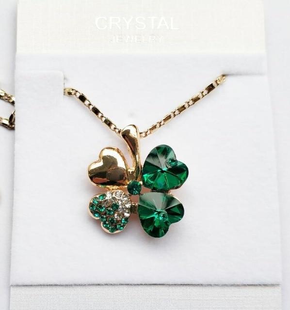 Austrian Crystal  four Leaf Leaves Clover pendant necklaces - the jewellery house