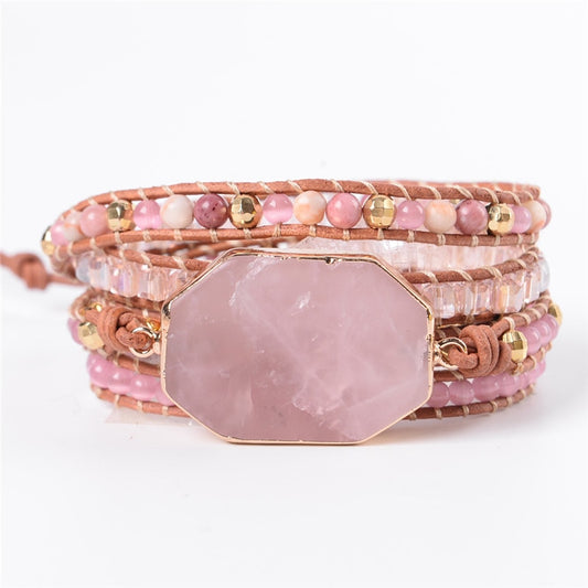 The 5 Wraps Handmade Boho Pink Bracelets For Women - the jewellery house