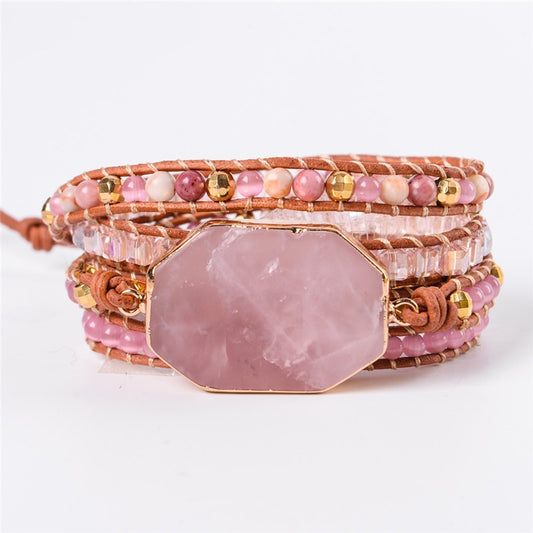 The 5 Wraps Handmade Boho Pink Bracelets For Women - the jewellery house