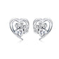 Footprint Heart Blue Zircon Silver Dog Earrings - the jewellery houses - the jewellery house