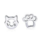 Silver Cat and paw Stud Earrings - The Jewellery House