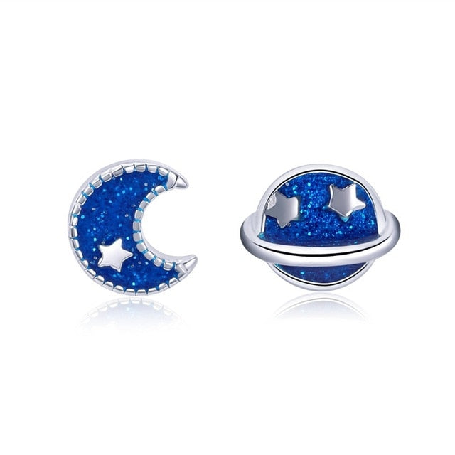 The Moon and Earth Stud Earrings - The Jewellery House