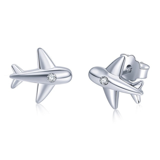 Silver Sweet plane Stud Earrings - The Jewellery House