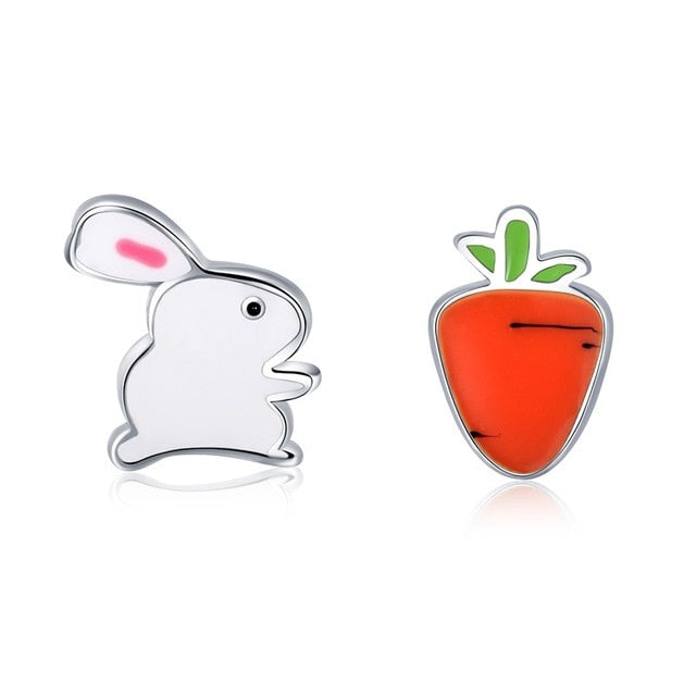 Funny rabbit and carrots Stud Earrings - The Jewellery House