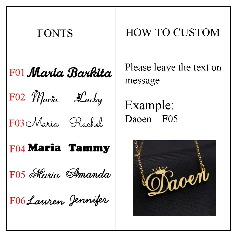 Cursive Crown Name Customized Personalized Nameplate Necklace - The Jewellery House