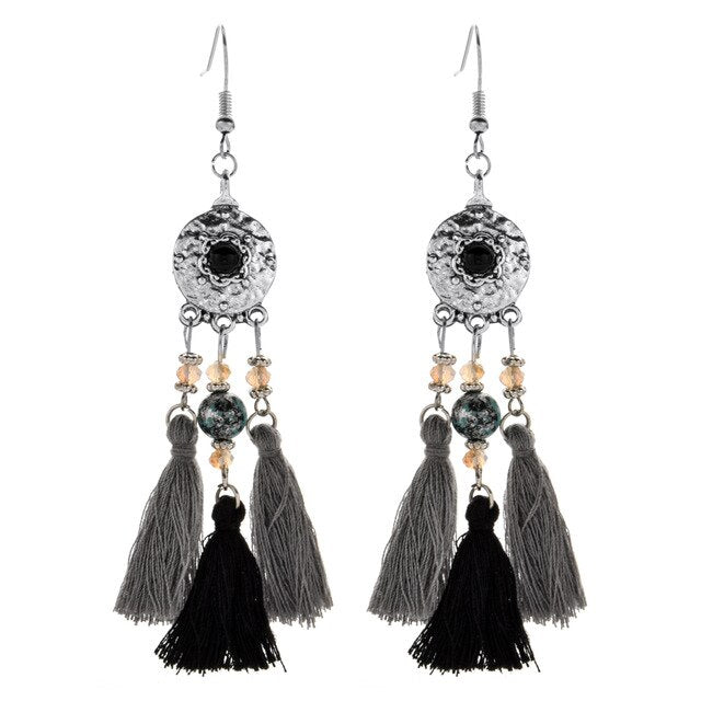 Long Bohemian Style Hanging Drop Leaf Colorful Feather Earrings - the jewellery house