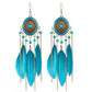 Long Bohemian Style Hanging Drop Leaf Colorful Feather Earrings - the jewellery house