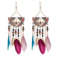 Long Bohemian Style Hanging Drop Leaf Colorful Feather Earrings - the jewellery house