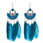 Long Bohemian Style Hanging Drop Leaf Colorful Feather Earrings - the jewellery house