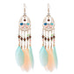 Long Bohemian Style Hanging Drop Leaf Colorful Feather Earrings - the jewellery house